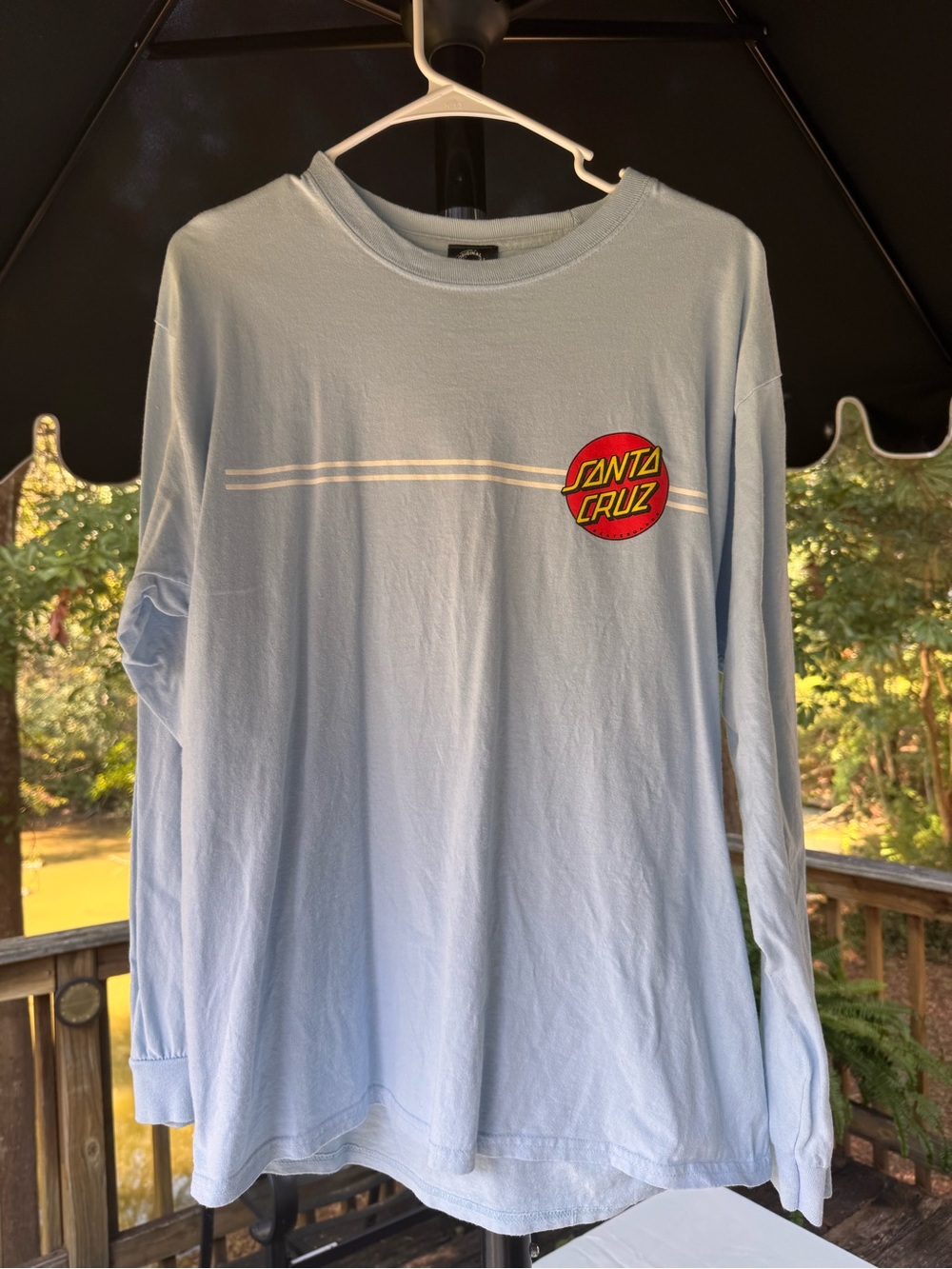Santa Cruz Skateboards Light Blue Long Sleeve Tee with Red Logo